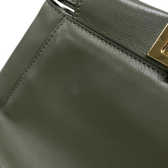 Auth FENDI Mini Peekaboo Pocket 8BN311 Khaki Leather - Handbag - Picture 16 of 16